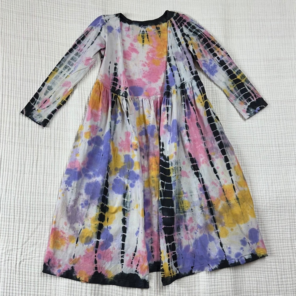 Jak & Peppar Girls Tie Dye Long cardigan 6X Pink Purple Yellow Black Boho cute